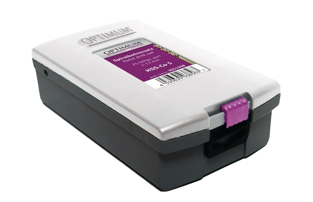25 DELIGE GESLEPEN HSSCOBALT BORENSET DIN338G 1 TOT 13 MM PER 0,5 MM OPTIMUM