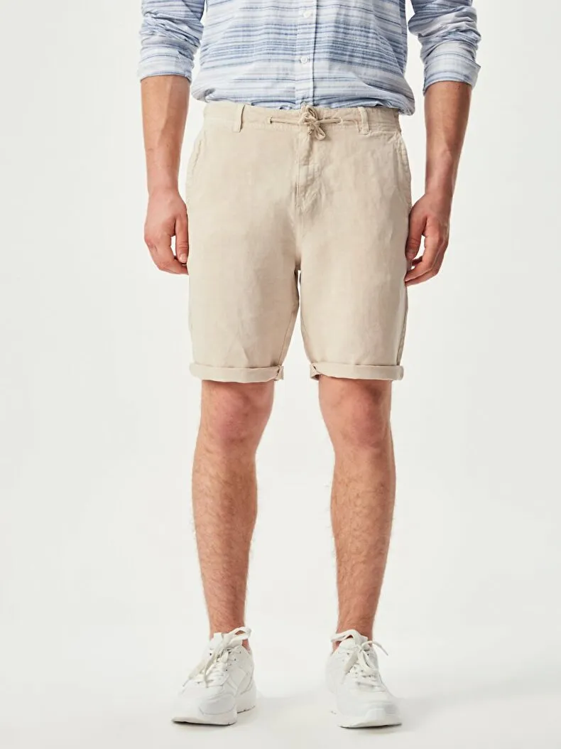 Cord Closure Detailed Grijs Shorts
