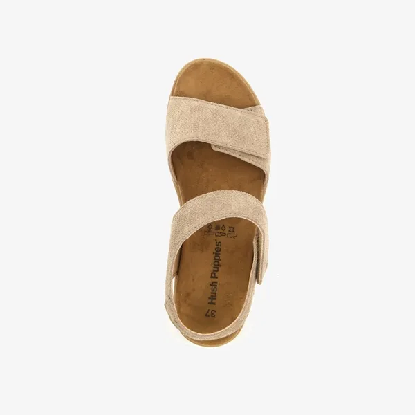 Hush Puppies leren dames sandalen taupe