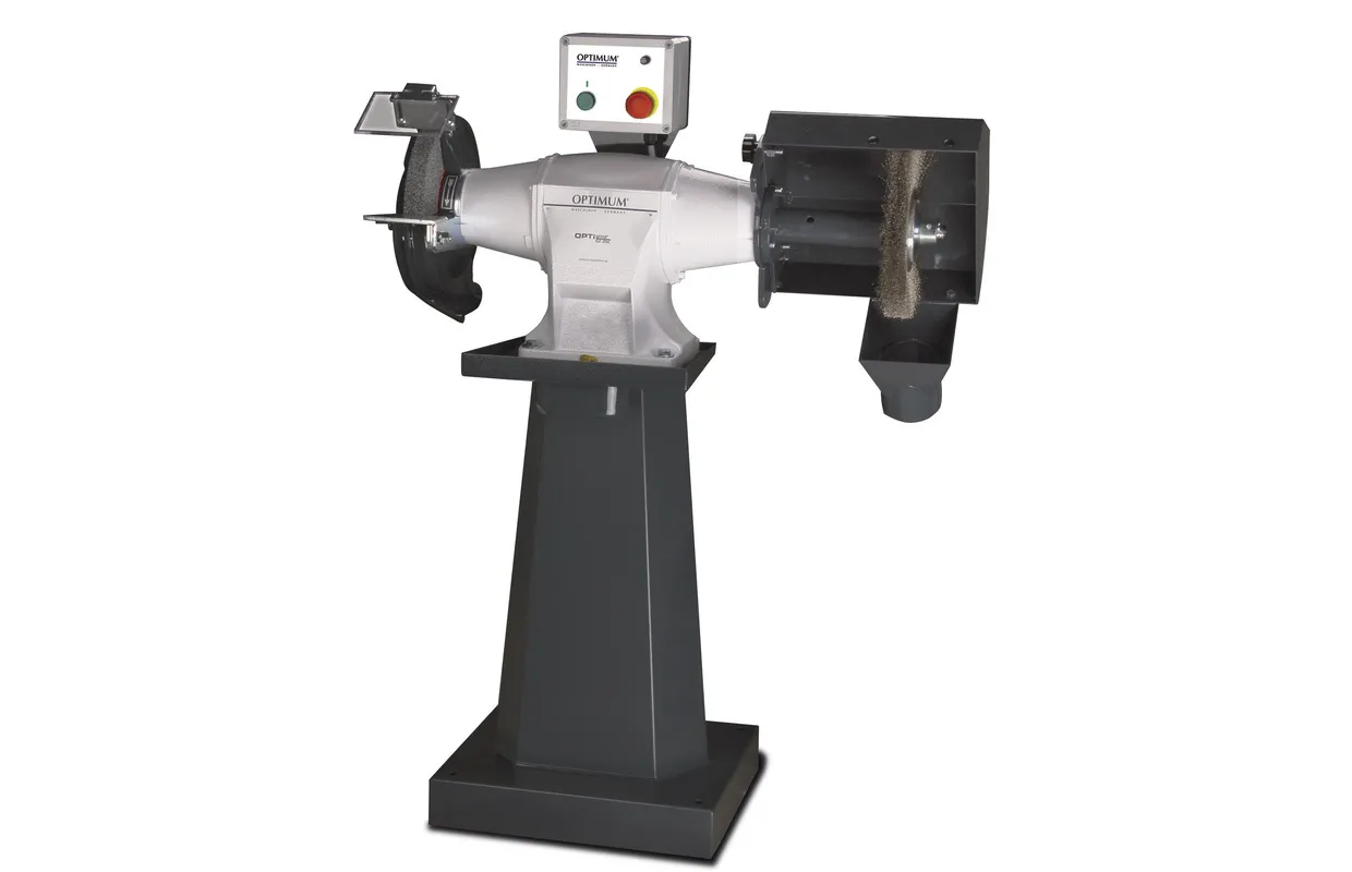 Industriële combinatie slijpmachine borstel dia. 250 mm 1400 tpm 1100 W 400V 10 jaar Optimum garantie met sokkel afzuiging Optig