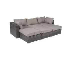 Ligbed Wicker "Tripoli" Loungeset - bruin/grijs - Pure Garden & Living
