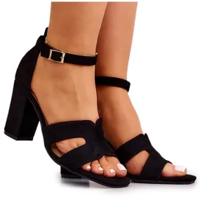 PE1 Modieuze zwarte suède sandalen met hak Aubrey