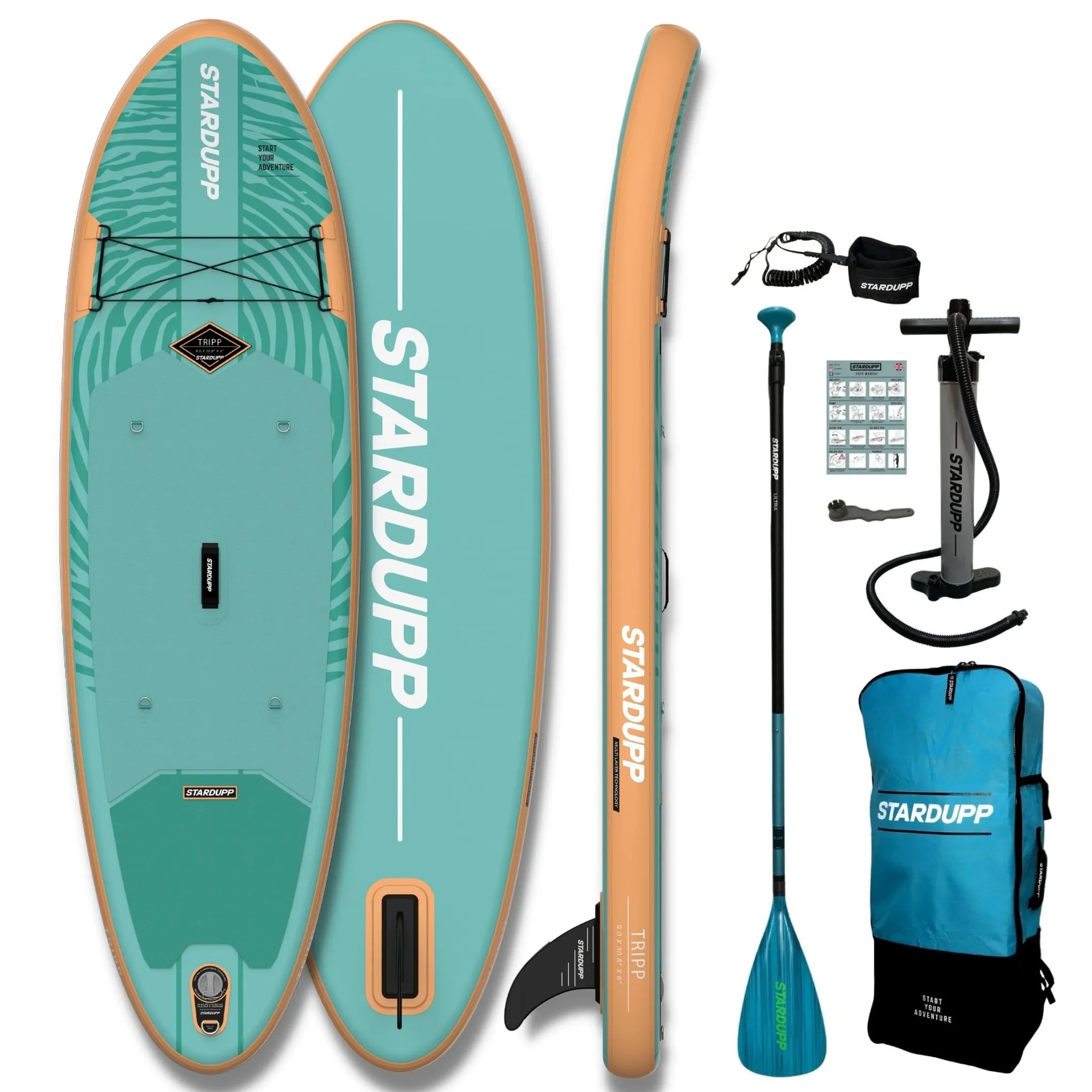 Stardupp Tripp SUP 9'0 Set allround. 3 jaar garantie