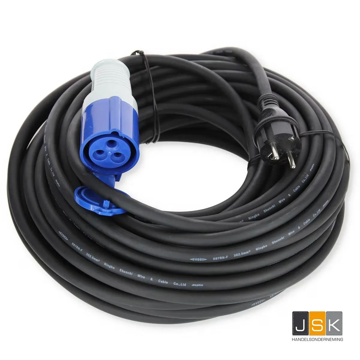 STEKKEROVERGANG VAN STEKKER 230V NAAR CEE KOPPELING 3POLIG BLAUW 230V VOOR CARAVAN BOOT H07RNF 3X2,5MM² 16A  162163/10