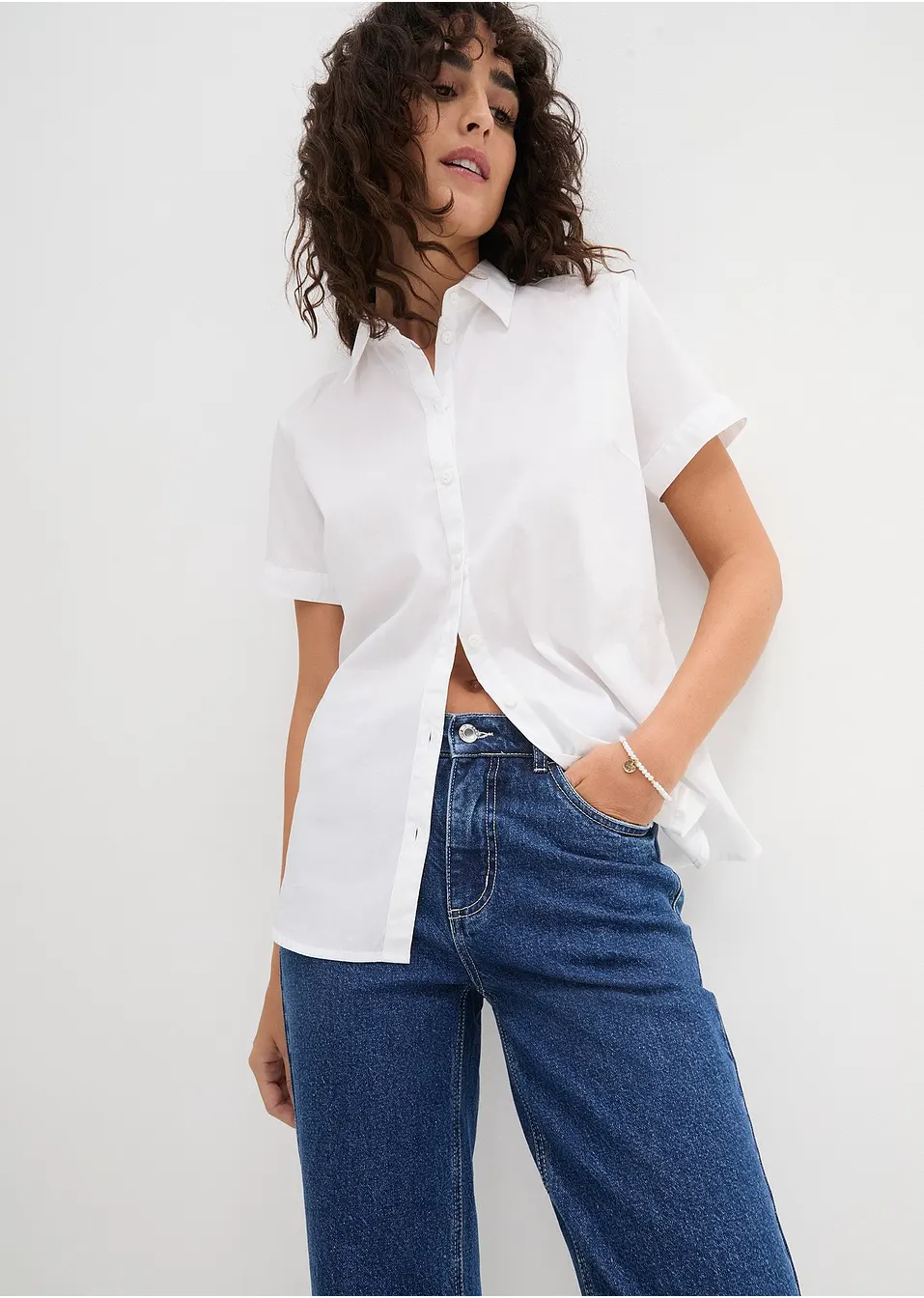 Stretch blouse met korte mouwen   